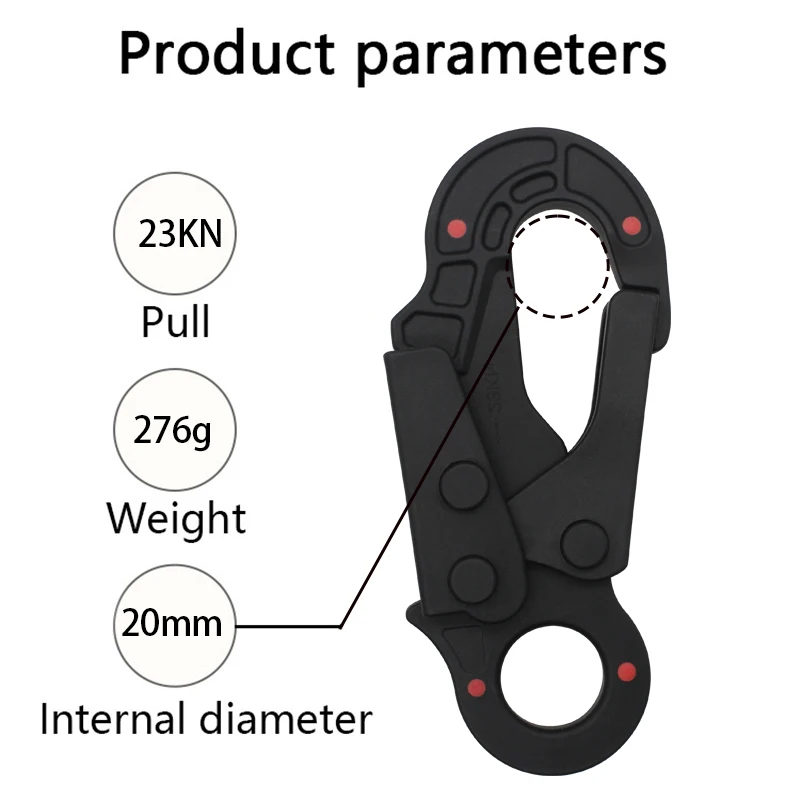 Jensan Custom Logo Insulation Dielectric Overmolded Safety Scaffold Double Snap Hook For Fall Protection Electrician Work