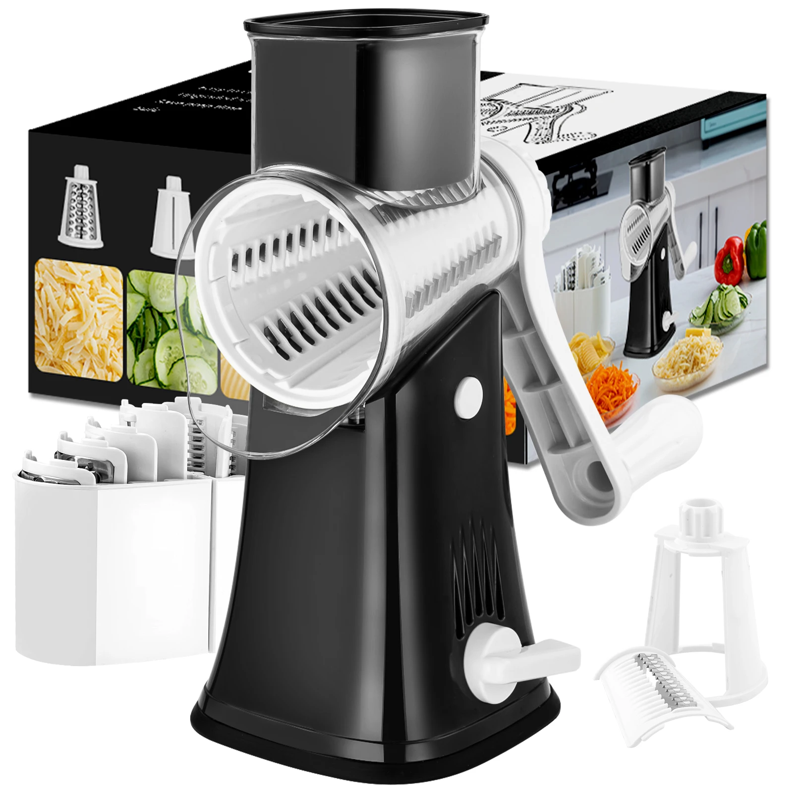 Hot Sale Manual Rotary Cheese Grater 5 in 1 Vegetable Grater Shredder Grater Vegetable Cutter Slicer For Kitchen