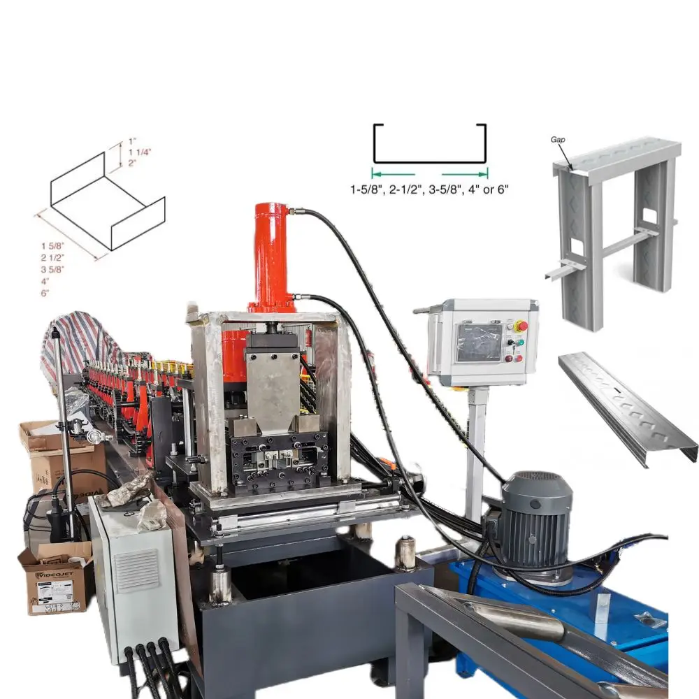 Calibre22-Calibre 16 Multiple Sizes Auto Adjustable Metal Frame C U Stud Track Light Keel Drywall Roll Forming Machine