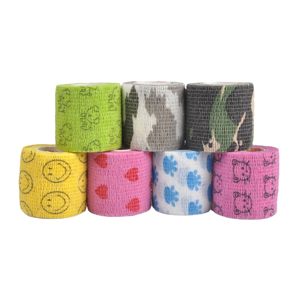 High Quality Custom Printed Soft Adhesive Gauze Bandage Elastic Adhesive Bandage Self Adhesive Crepe Bandage Printed