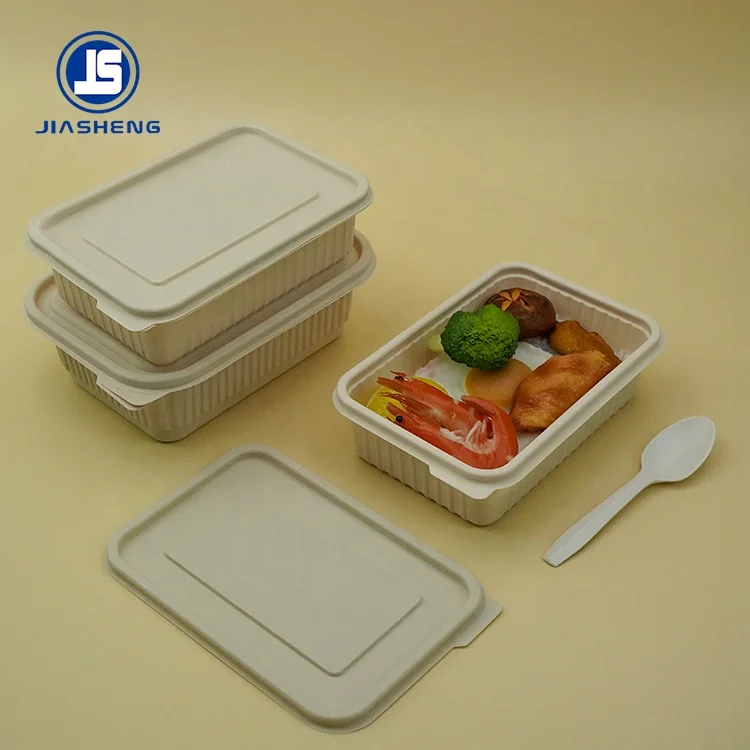Cornstarch Food Container Disposable Take Away Lunch Packing Boxes Microwavable to Go Plastic CLASSIC Rectangle Sustainable