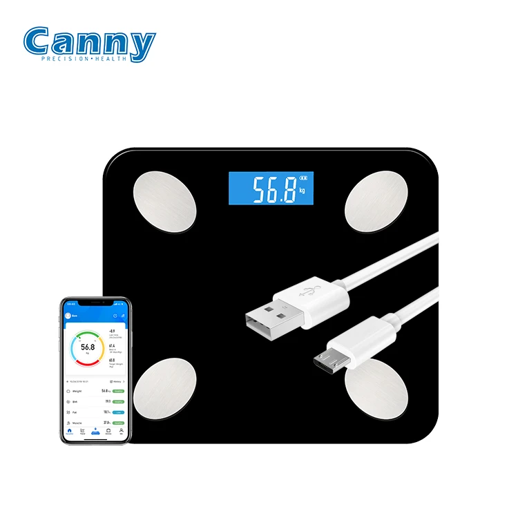 Canny High quality USB Rechargeable Wireless Digital Weight Scale Bathroom Health Smart Body Fat Scale