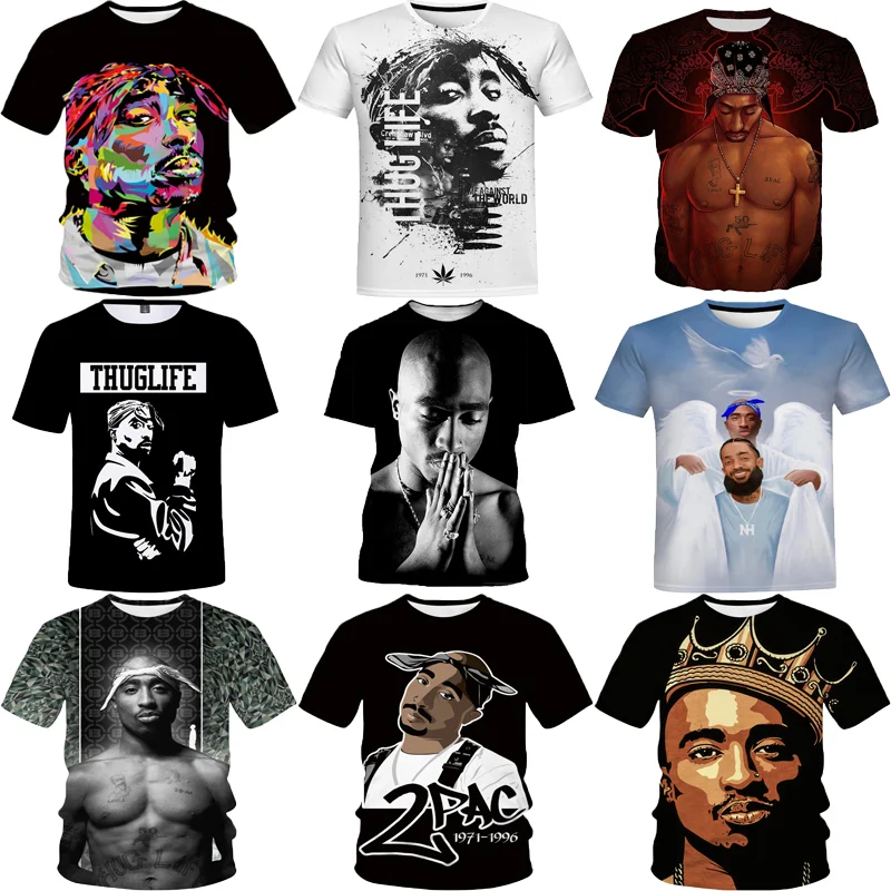 2pac 3d Print T Shirt For Men Women Summer Casual Hip Hop T-shirt  Streetwear Plus Size T Shirts