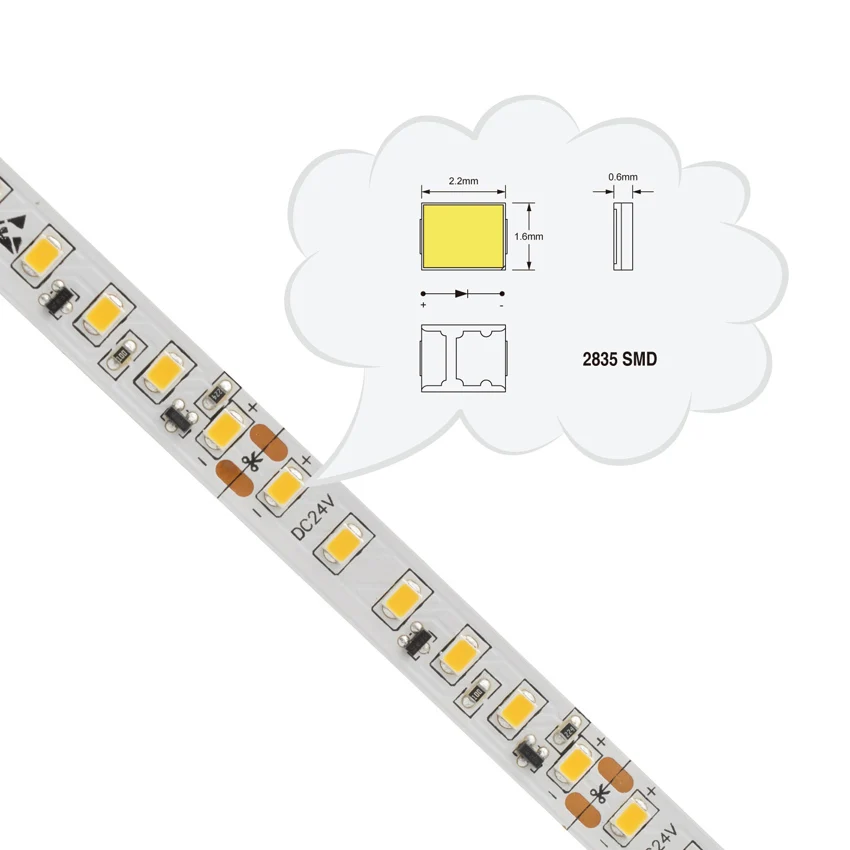 Wholesale White Color 5M SMD Flexible 2835 LED Strip Light
