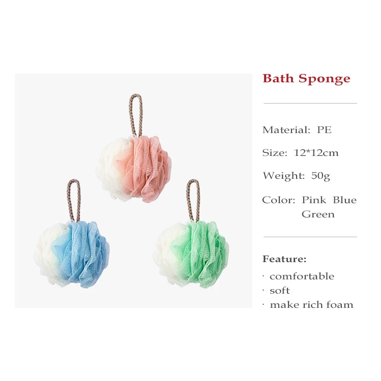 Ready To Ship 50g Dual Color Soft Exfoliating Loofahs Puffs Shower Mesh Cleaning Bath Balls Scrubs Sponges