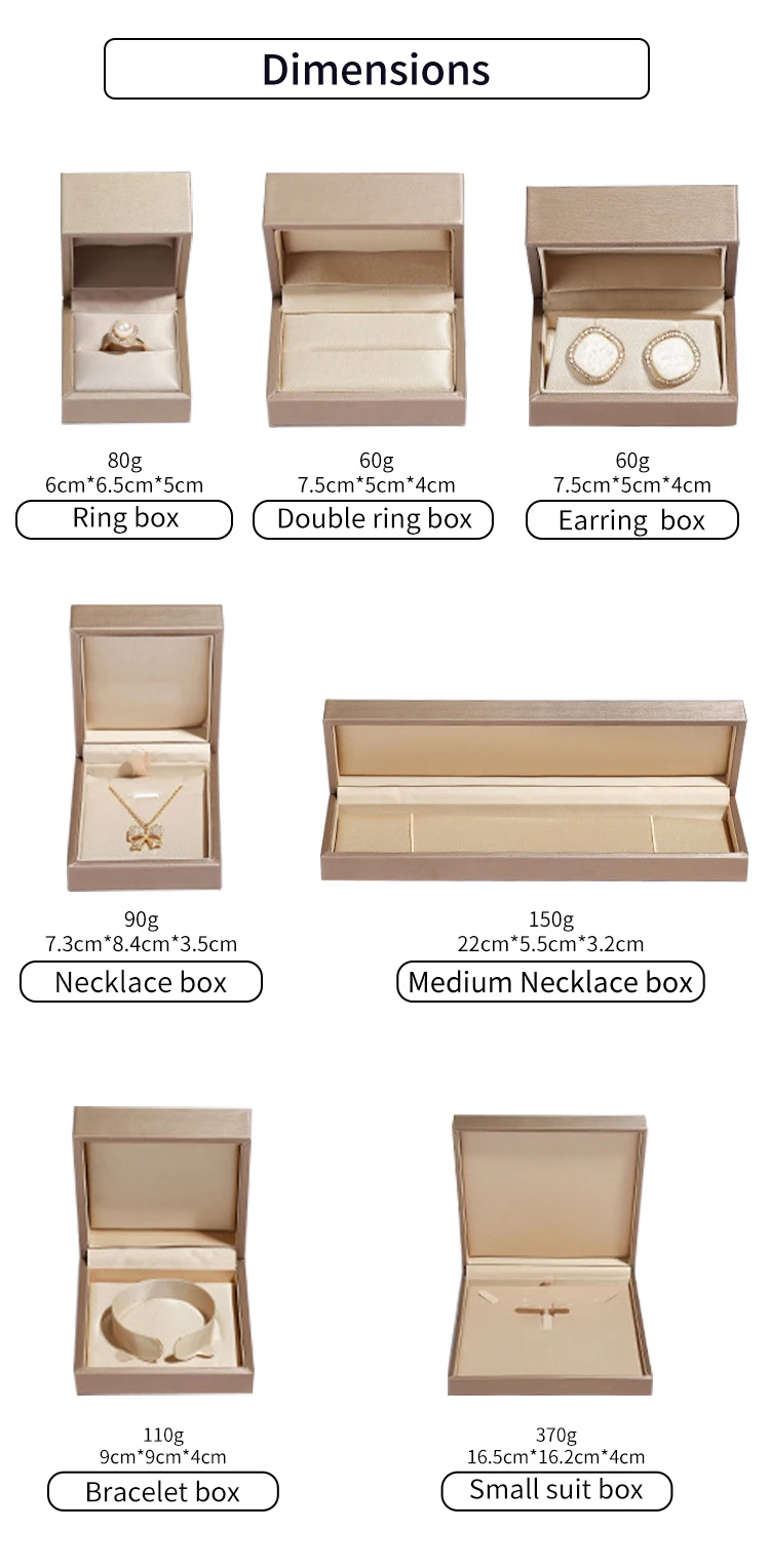 Custom High End Long Gold Stock Leather Brushed Pu Bracelet Necklace Ring Jewlery Jewelry Jewellery Packaging Box For Jewelry