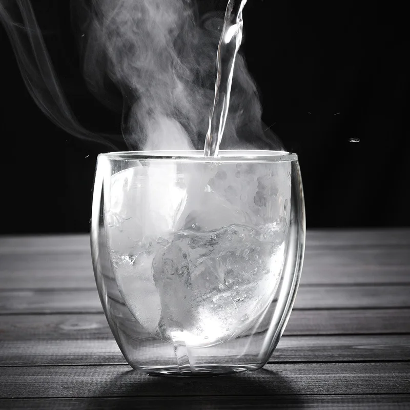 
350 ml / 450 ml custom logo Double Wall Glass Coffee Mug Tumbler 