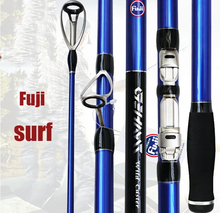 Wholesale high quality 4.2m 3-section pure carbon Fuji guides parts surf casting fishing rod