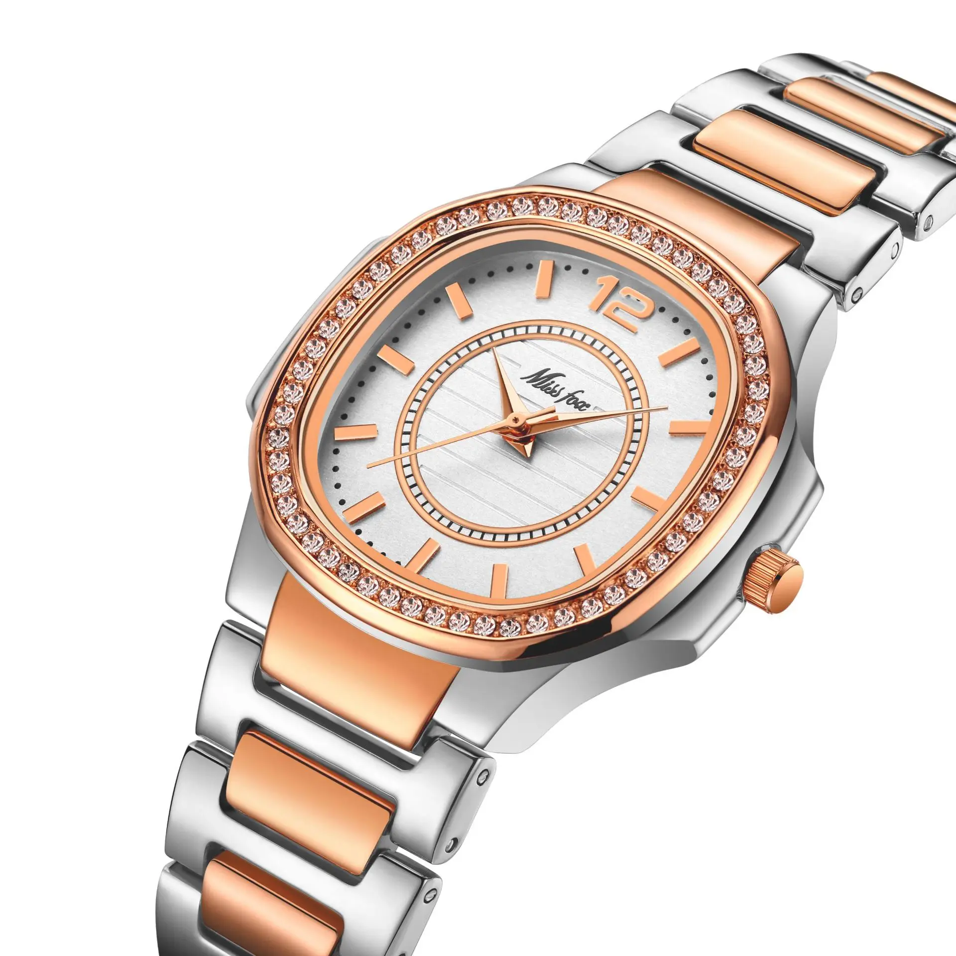 MISSFOX Rose Gold Watch Women Quartz Watches Ladies Top Brand Luxury Stainless Steel Female Wrist Watch Girl Golden Clock Hours