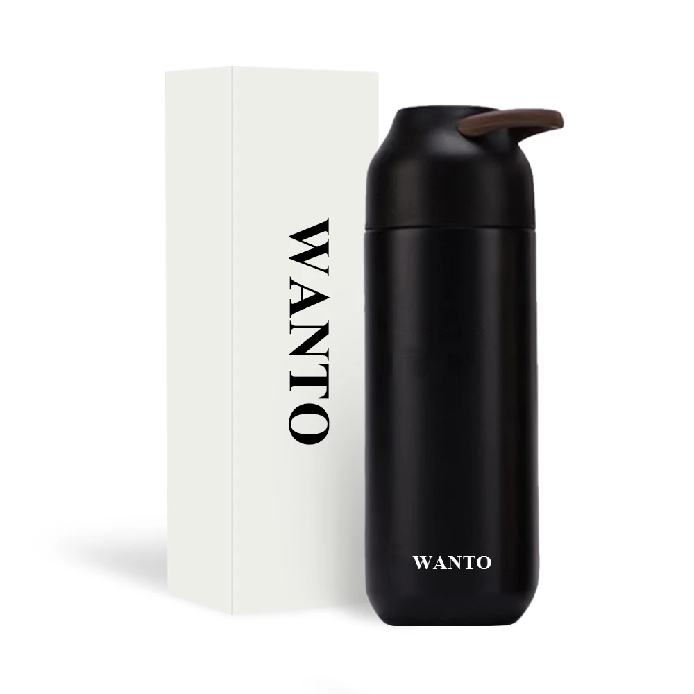 Wanto good quality easy carry double walled stainless steel vacuum flask 400ml milk water bottle for school