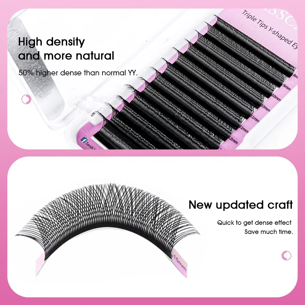 MASSCAKU Double/Triple Tips YY Style Lash Extensions Professional Soft Cilios 0.05/0.07mm Thickness High Quality Eyelashes