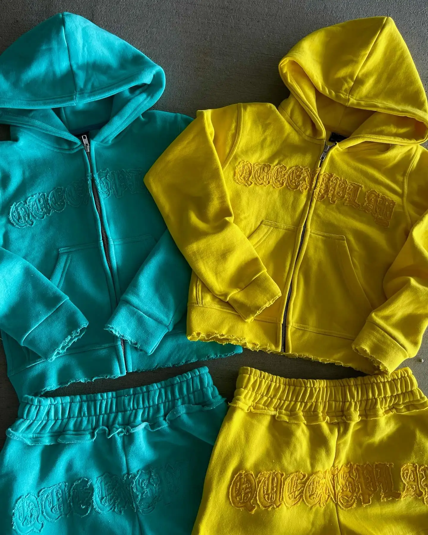 Salati Clothing Manufacturer Custom Logo Ladies Hoodie And Short Set Female Zip Up Jogging Tracksuit Sweat Suit Sweatsuits Women