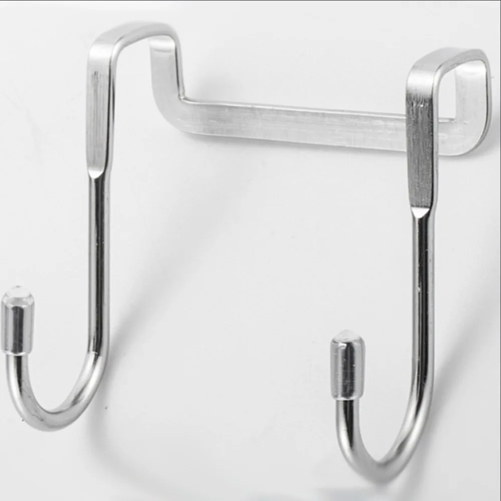 Chromeplate metal over the door double hanger hooks for sundries multifunctional Nail-free door back coat hook