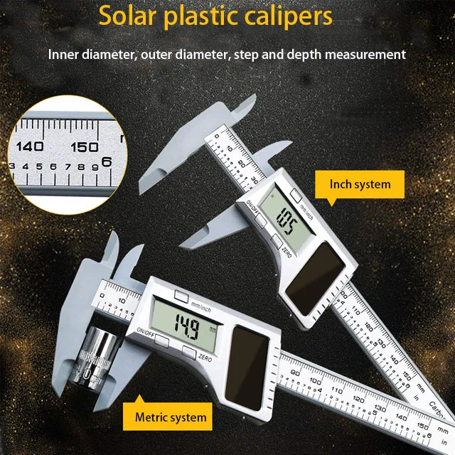 Solar plastic caliper electronic  digital display 0-150mm mini caliper play jewelry measuring vernier caliper