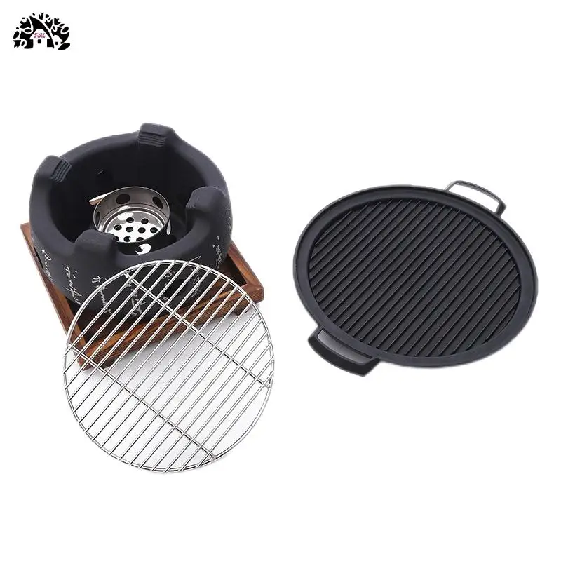 Wholesale Custom Cast Iron Cookware Round BBQ Grill Frying Pan Griddle Plate with Double-sides griddle For Outdoor  Camping