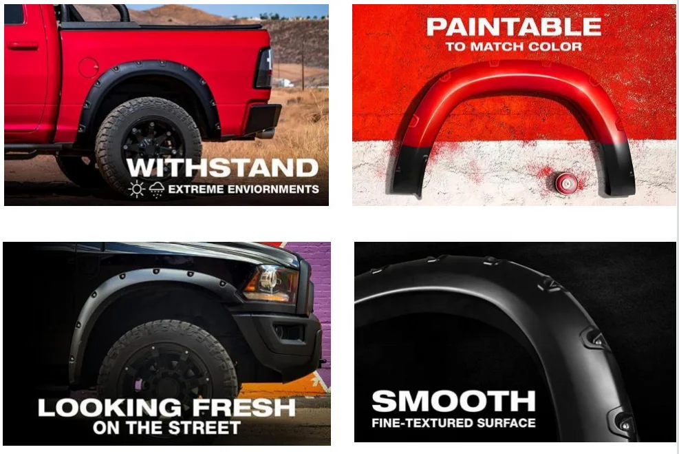 KSCPRO Off-Road Accessories Matte Black Bolt-On Style Fender Flares For RAM 1500 DT New Body 2019-2022