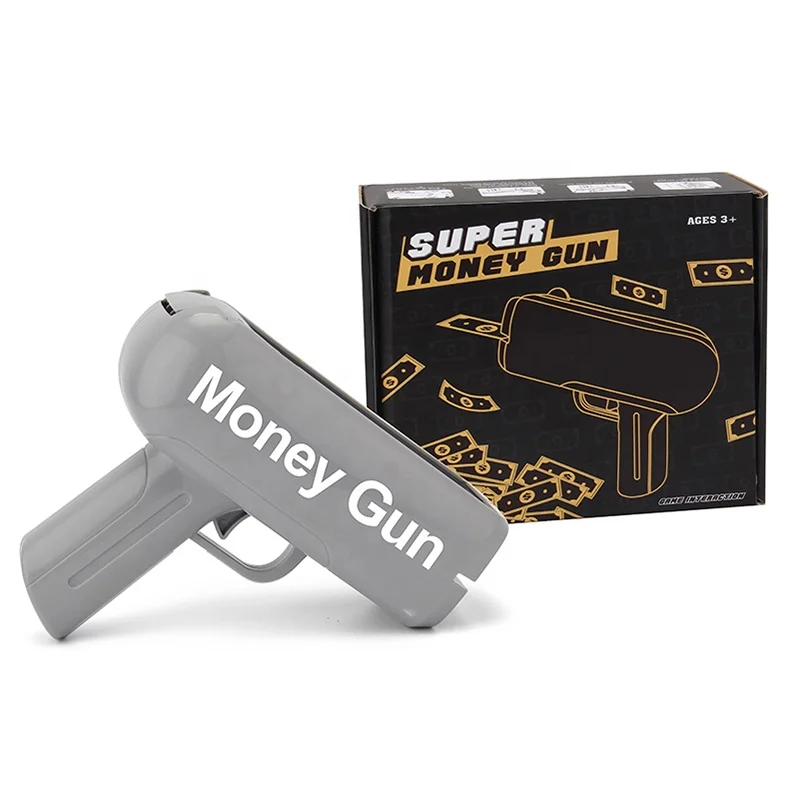 New Coming Customized US Dollar Money Gun Best Seller, Super Shot Gun, Silvery Toy Gun cash cannon spray money gun