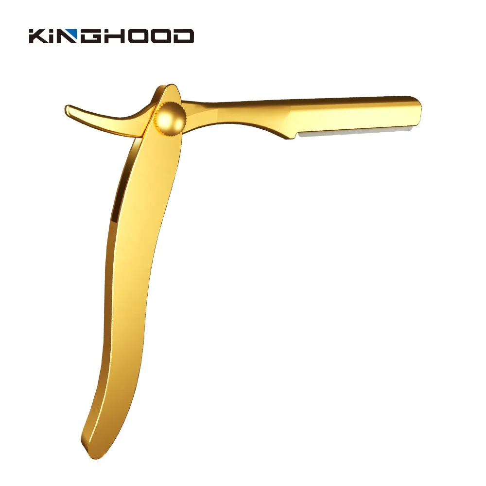 Custom Logo Barbershop Vintage Gold Cut Throat Barber Shaving Straight Razor for