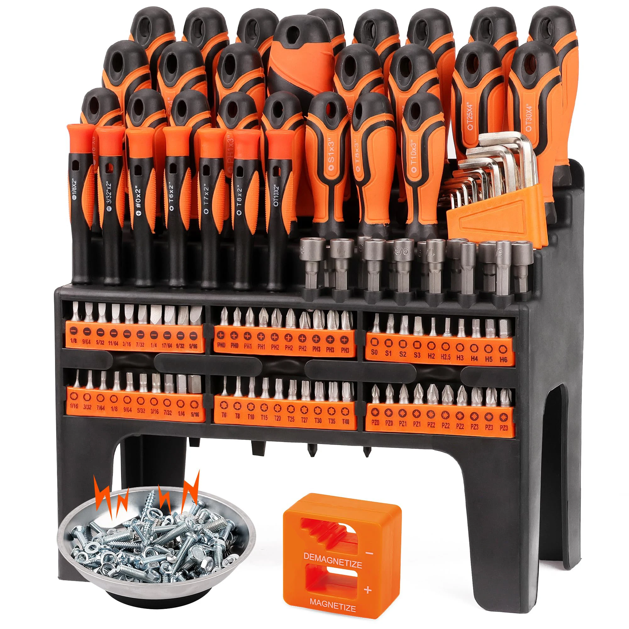 124-Piece Ultimate Screwdriver Set with Magnetic Tips & Racking screw drivers tool set