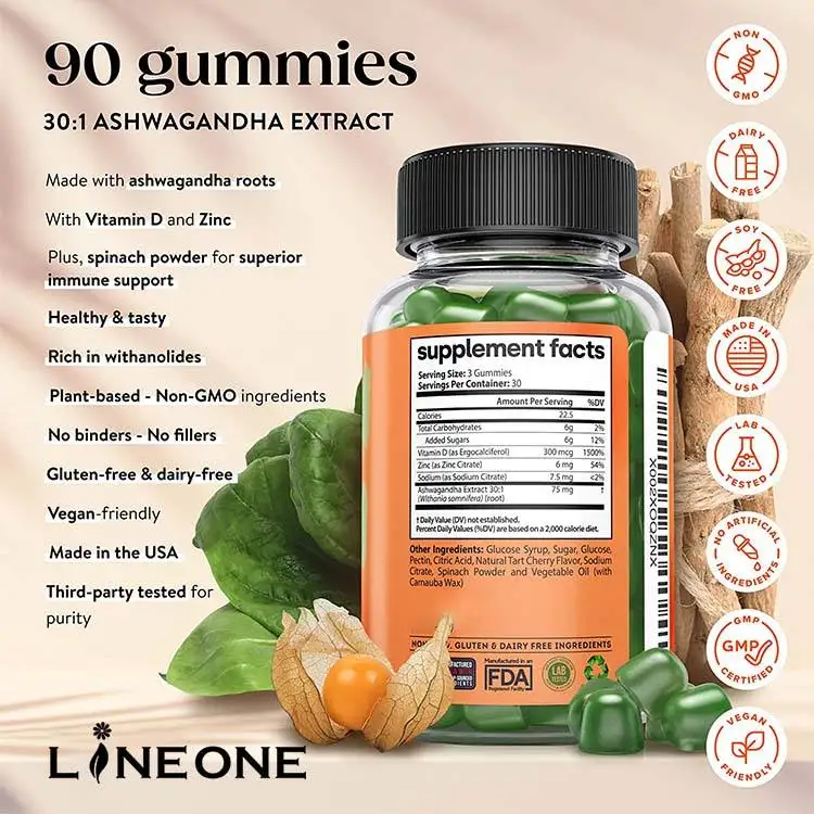 Private Label Support Bear Flavor Antioxidant Vitamins Ashwagandha Gummies With Maca Root