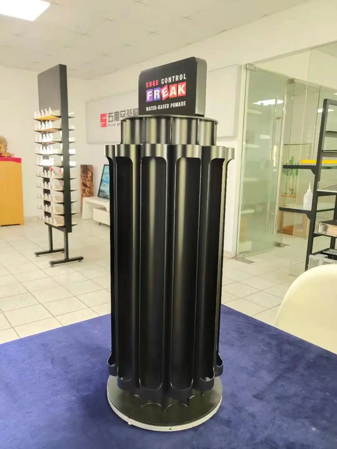 Meiye Fashion New Rotating Exhibition Cabinet Cosmetics Island Cabinet Multi grid Products Stackable Display Shelves