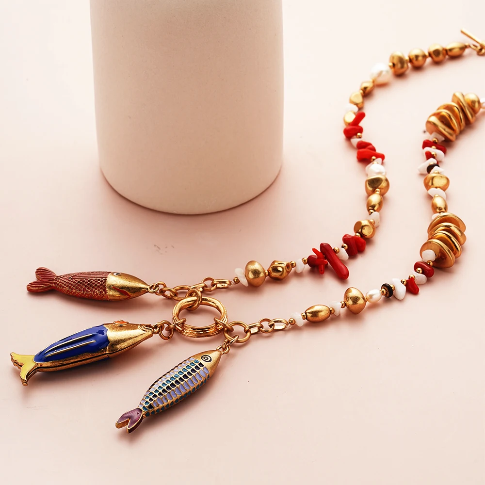 Marine Fish Fashion Choker Necklace Layer  Ladies Boho Pendant Love Jewelry Geometric Mermaid Accessories