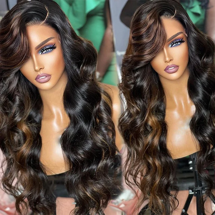 highlight frontal wig straight body wave deep wave curly  , full frontal wig customized hair color ,ombre human hair