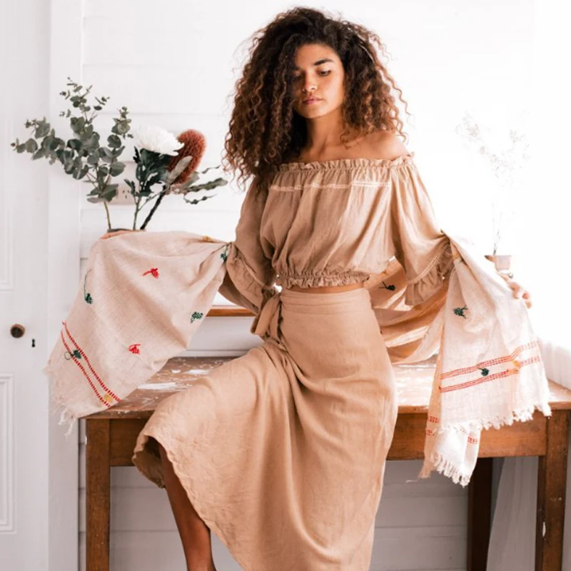 Custom made woven 100 percent soft natural eco friendly vintage plain color printed women shirting dressmaking hemp fabric