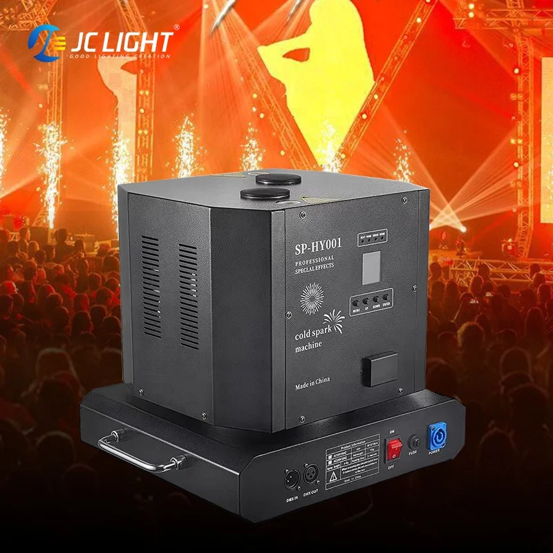 Dual Head Rotation Spinning Cold Spark Machine for Wedding Party Stage 360 Rotating Jet Spray 1300w Fireworks Fountain Machine