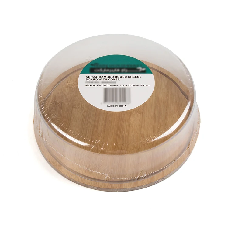 HOT sale Bamboo Bread Cake Display Stand,Buffet Display Tray,Transparent Cover Dessert Plate