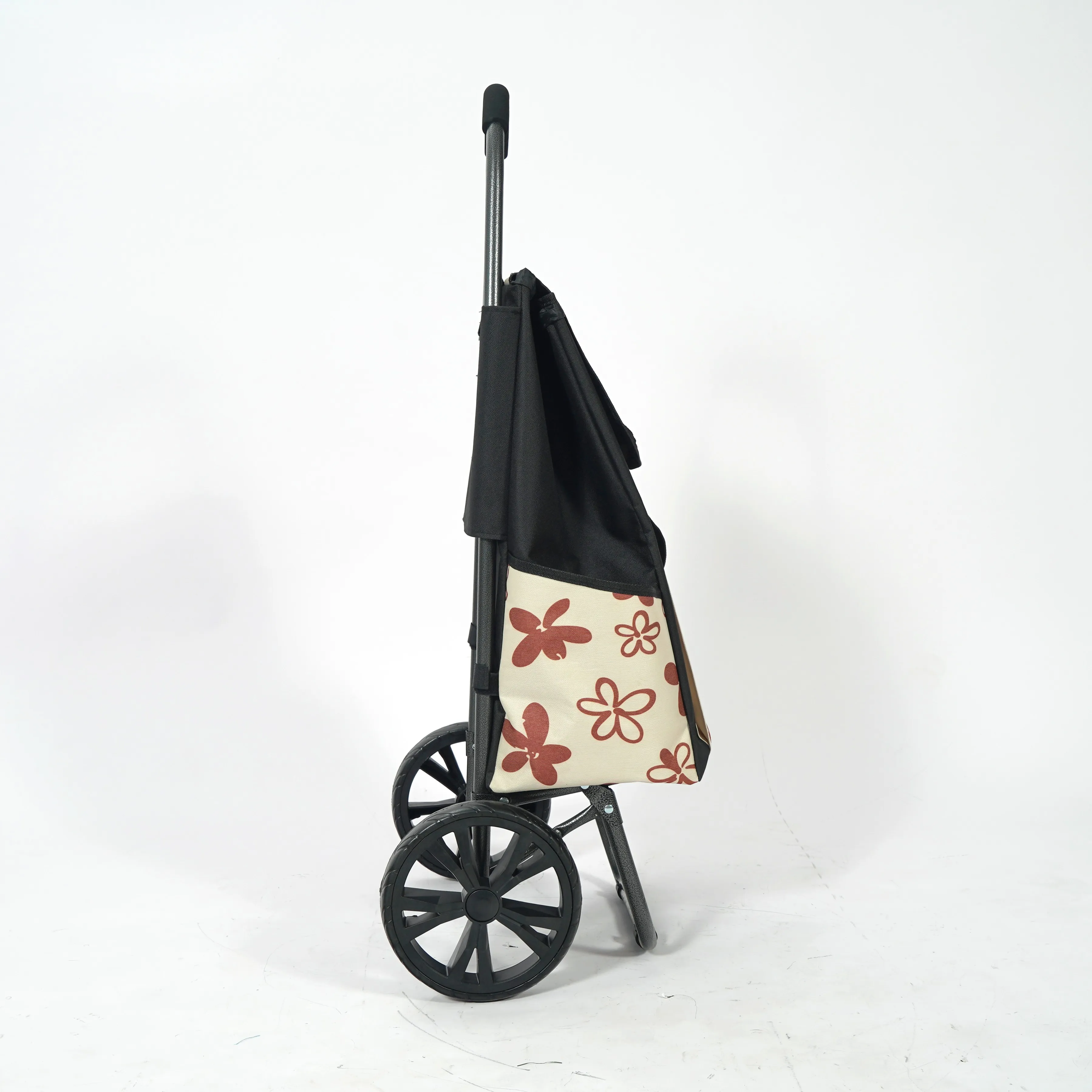 OEM Supermarket Cart For Shopping Large Capacity 2 Wheel Yellow Shopping Cart for Elderly Small Fold Up Shopping Trolley