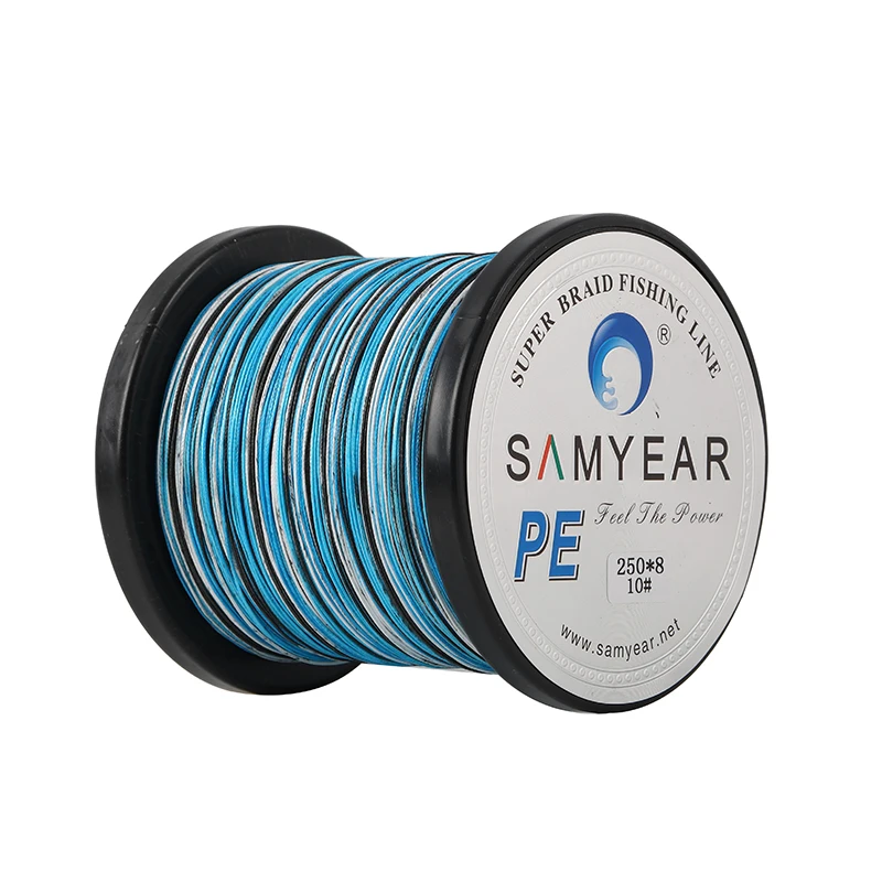 SAMYEAR Factory High Strength 100m 4 Strands Braided Wire Fishing Line 8LB Blue Camo Fishing Line