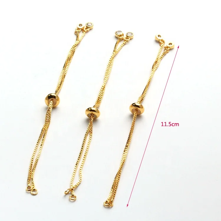 14k 18k gold adjustable DIY brass box chain bracelet