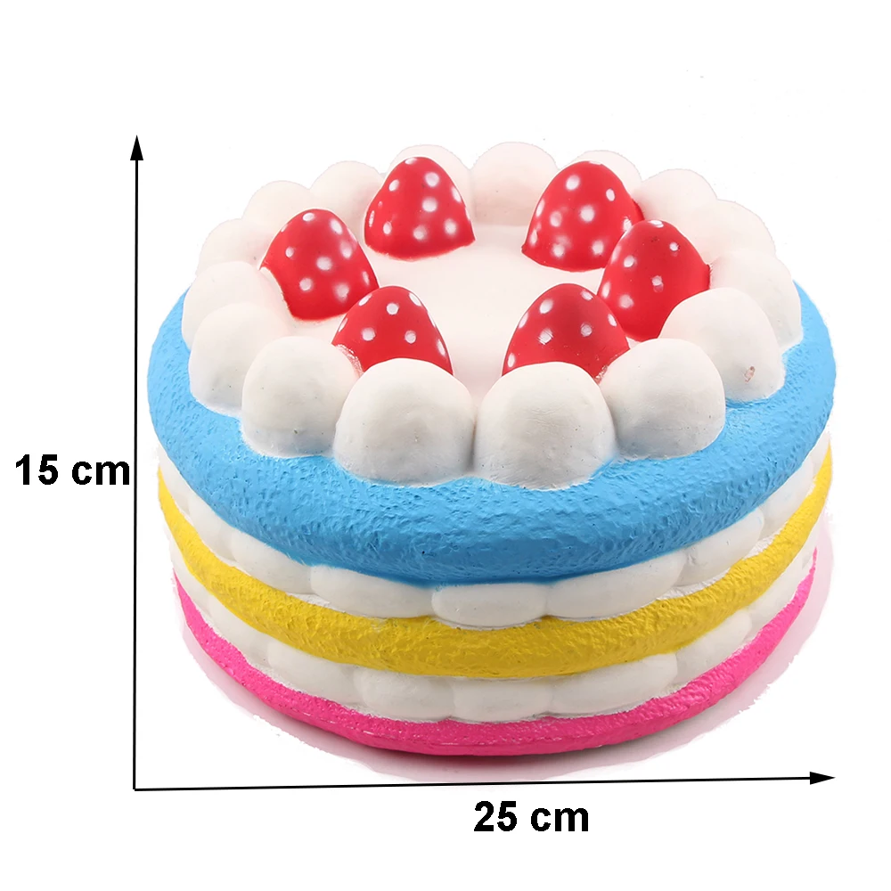 Полиуретановая пена красочная клубника торт игрушка Большой торт Squishy