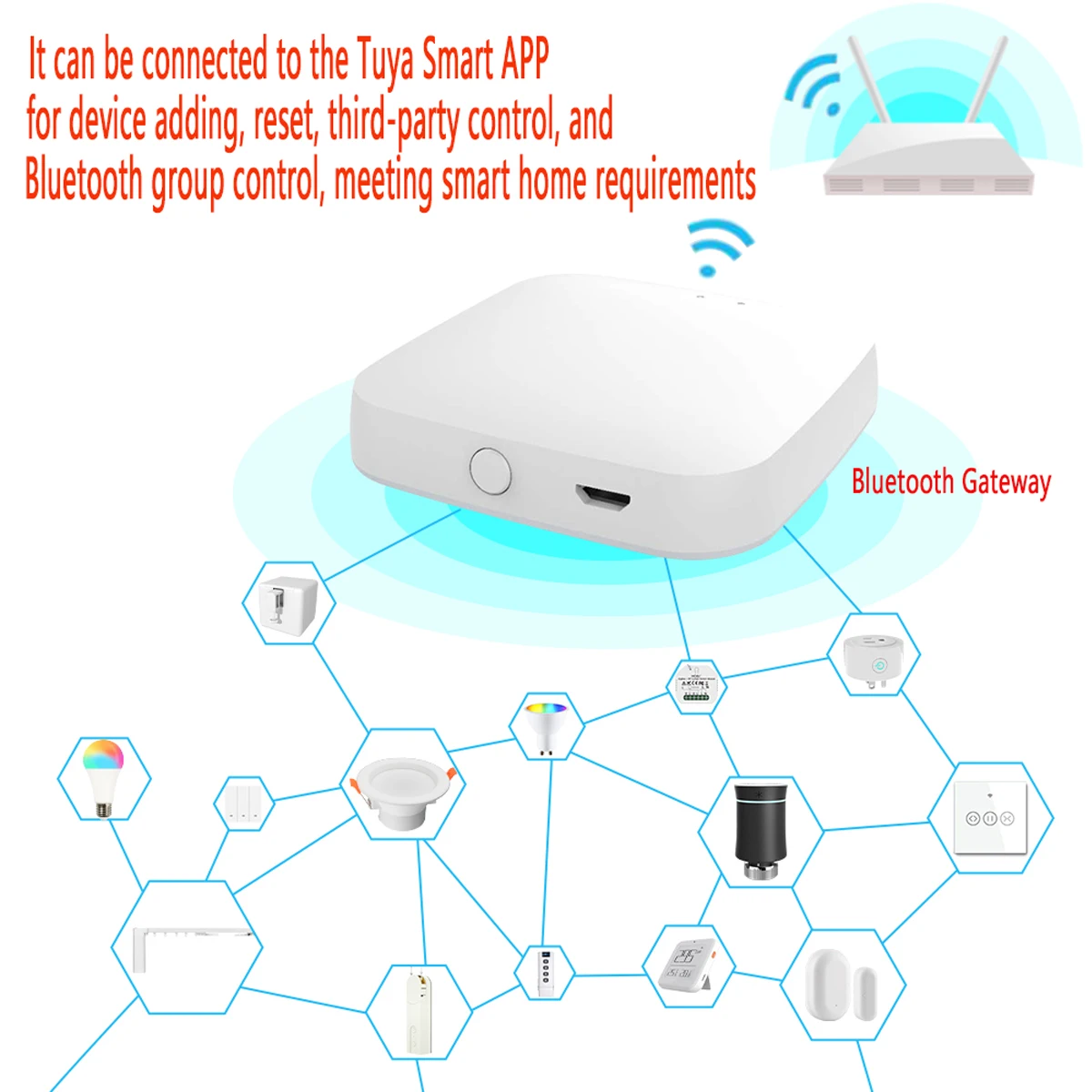 Low energy module ble mesh smart BT gateway hub by tuya or smart life app remote voice control work