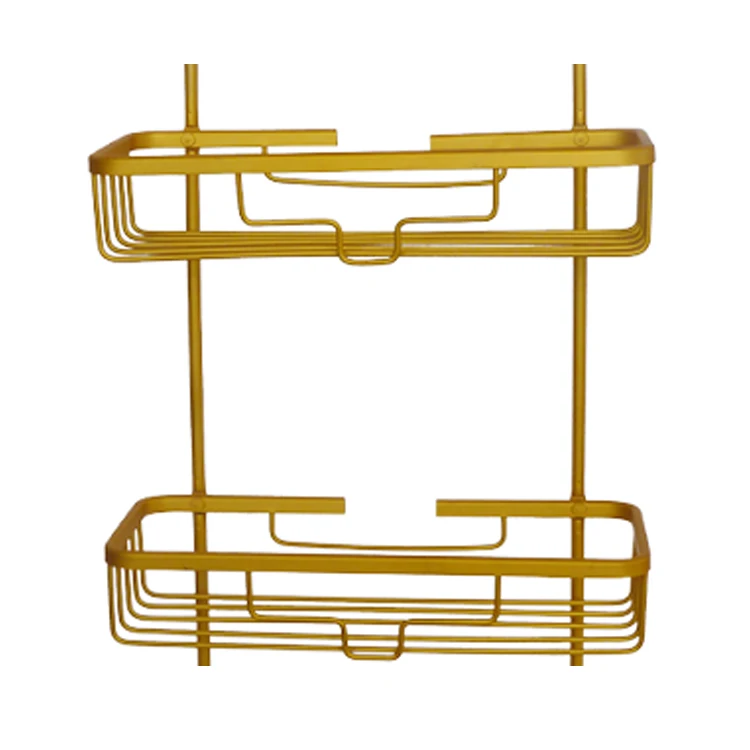 Manufacturers Supplies Gold Aluminum Metal 3Tier Hanging Portable Kitchen Corner Shower Caddy Storage Holder with Suction Cup