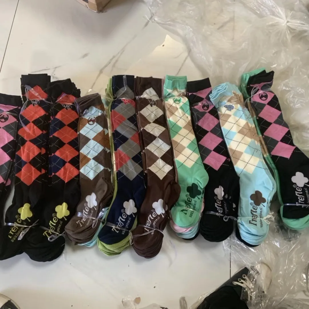 Wholesale 6 Pack Men Crew Happy Argyle Dress Socks Casual Dress Argyle Equestrian Socks