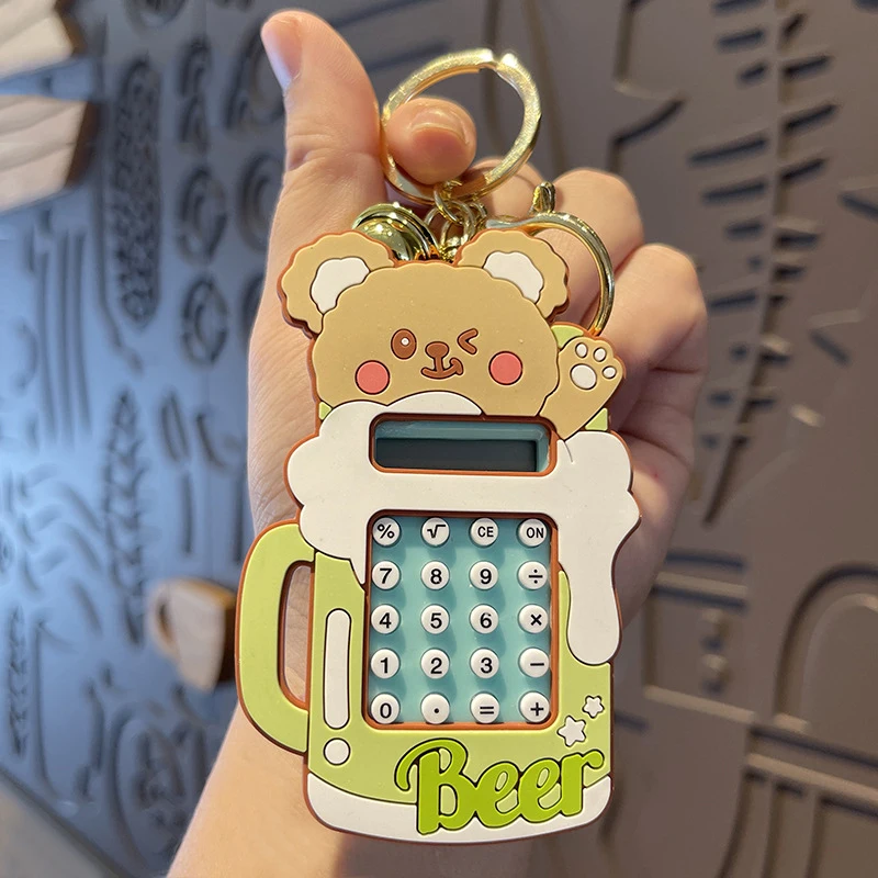 Fashion small gifts cartoon cute bear shape wholesale mini calculator keychain