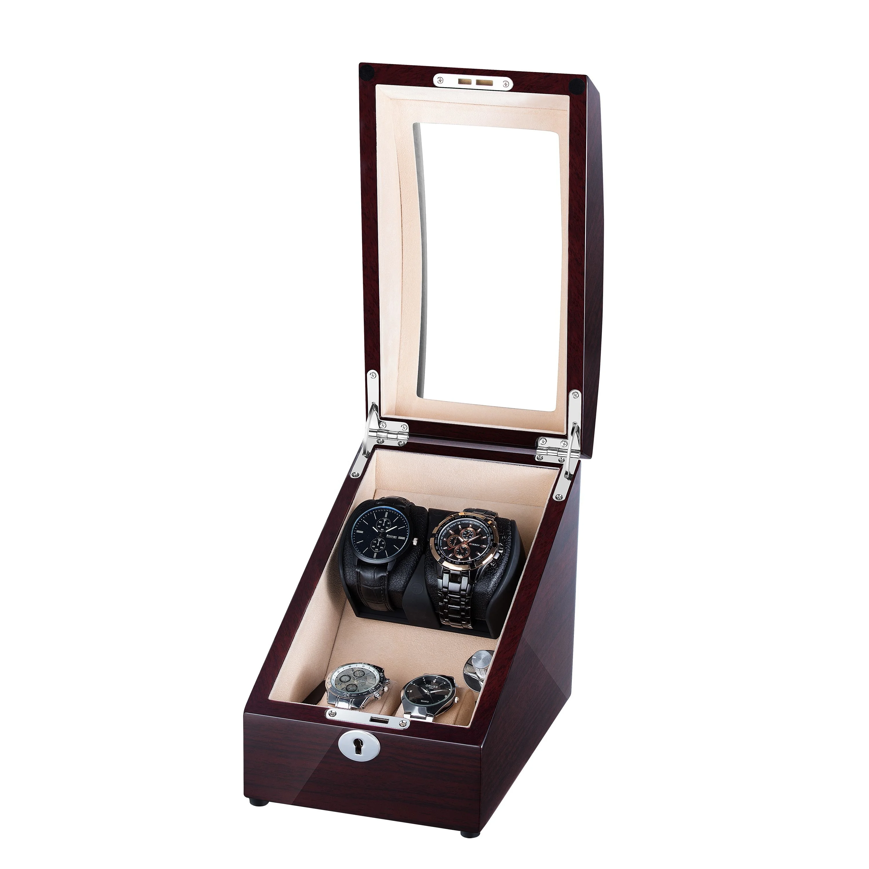 China price 4 slots automatic watch winder wooden case motor mabuchi auto watch winder for automatic watch