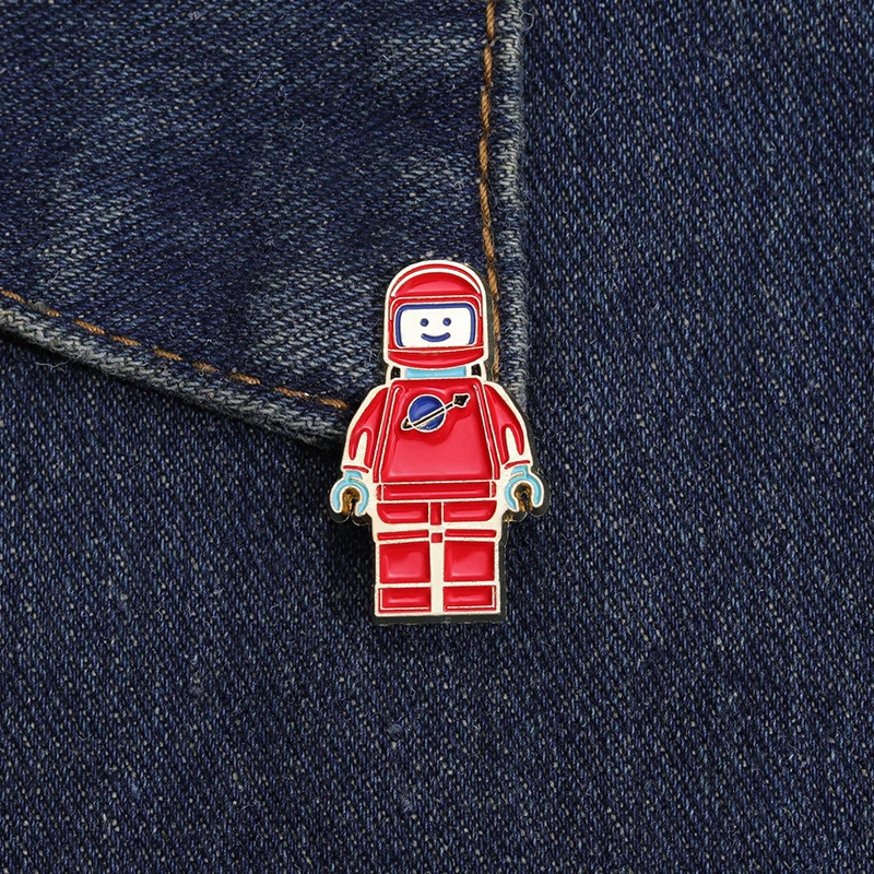 Red Astronaut Enamel Pins Classic Game Character Brooches Bag Clothes Lapel Badges Cute Anime Cartoon Jewelry Gift for Friends