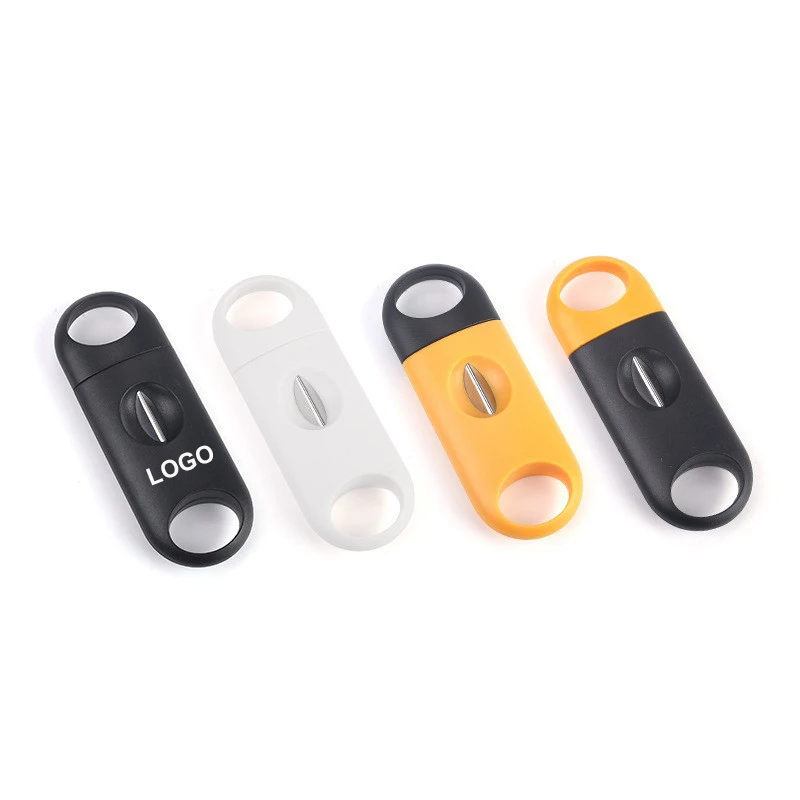 Черный пластиковый резак для сигар с логотипом на заказ из нержавеющей стали новый дизайн аксессуары