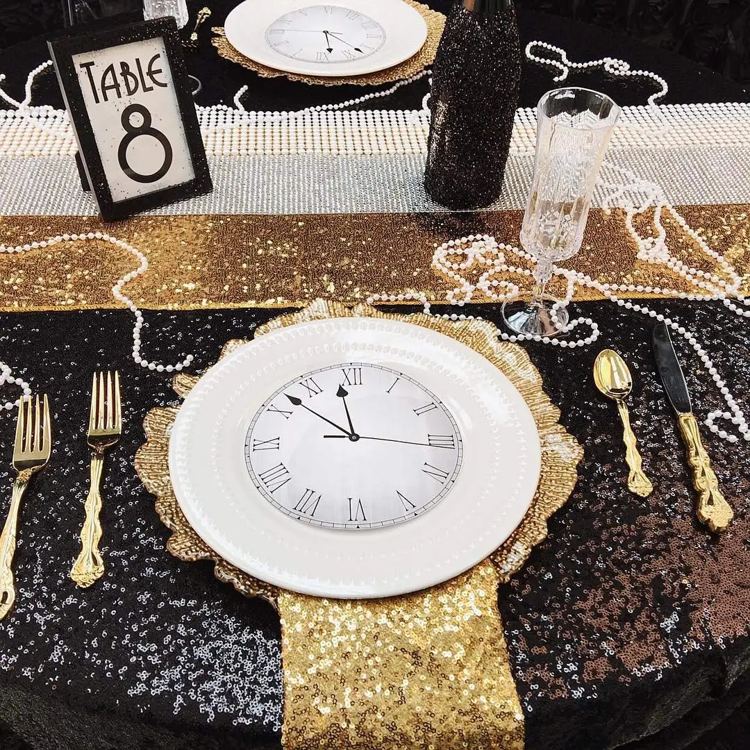 Customized Square Payette White Sequin Table Cloth Round Table Cloths Sequin For Wedding Table Cover Party