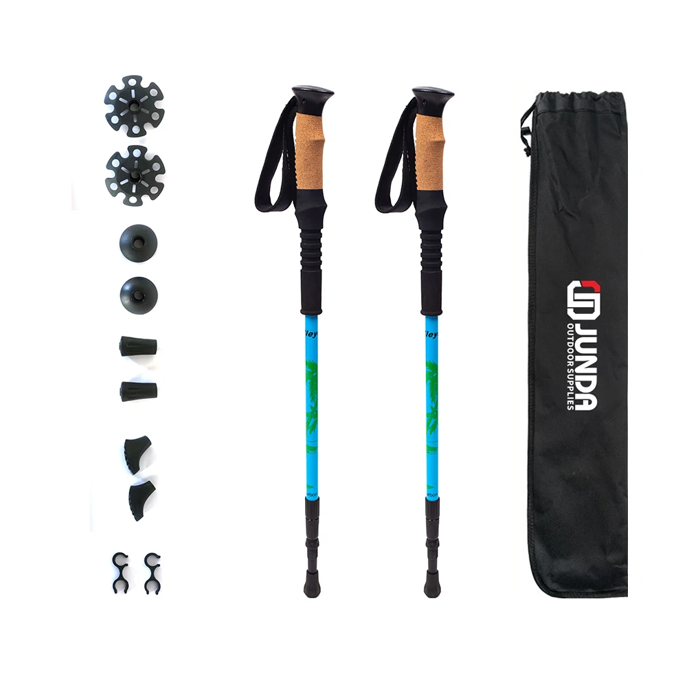 Trekking Hiking Poles Walking Stick Hot Sale Adjustable Aluminum Customized Service Aluminum Alloy Tungsten Steel Aluminum 7075