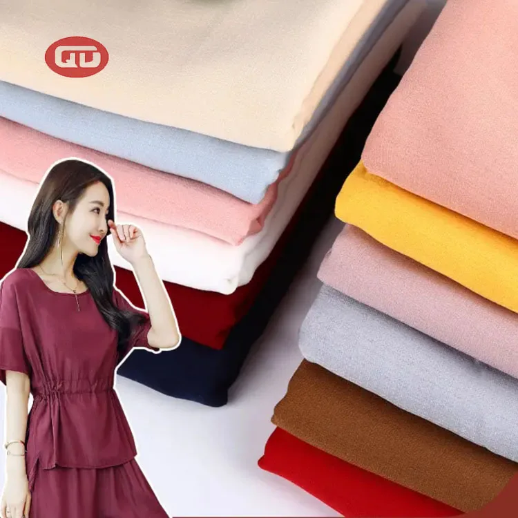 Wholesale  double woven superr soft turkish crepe  rose crepe linen fabric elastane dress fabric for clothing