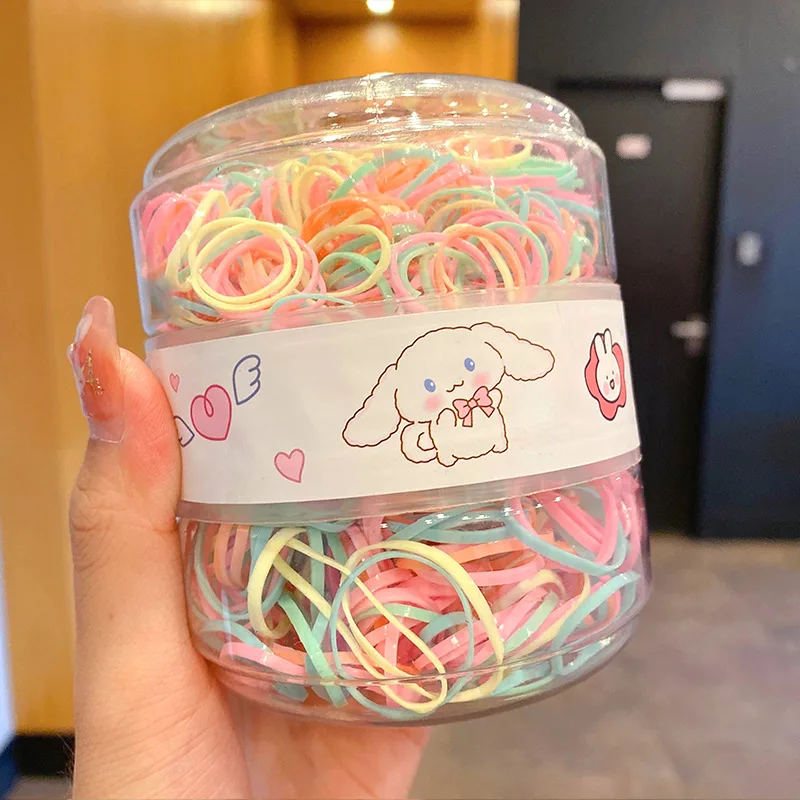 Hot selling elastic hair tie 600pcs each pack small colorful summer hair style decoration kids hair ties