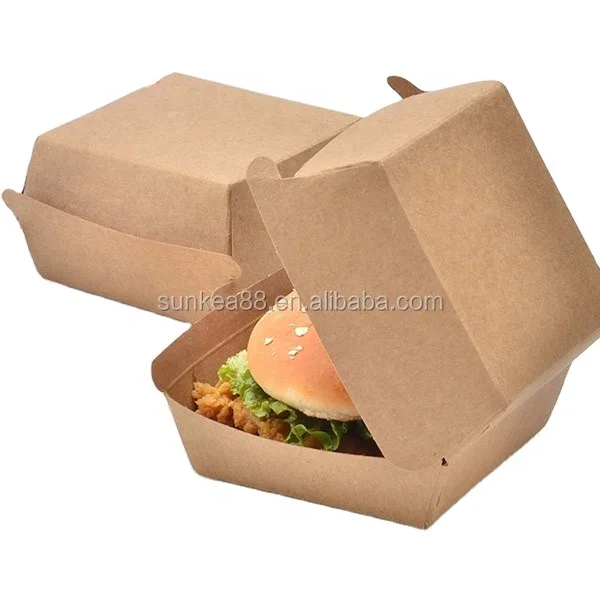 Paper clamshell burger hamburger box for hot and cold food