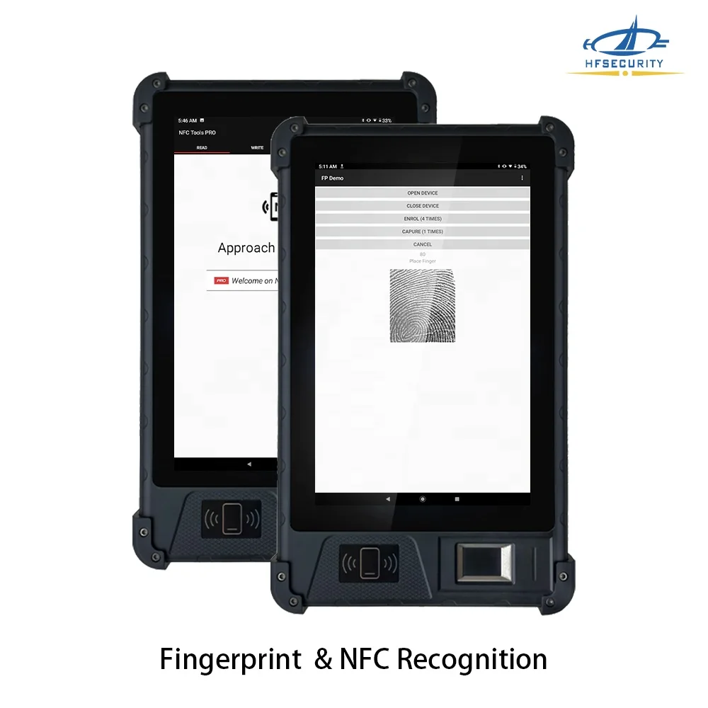 Mobile Face Recognition HF-FP08 8 Inch Rugged Android7.0 Fingerprint Tablet PC with Battery 8000mAh ISO14443 Type A B