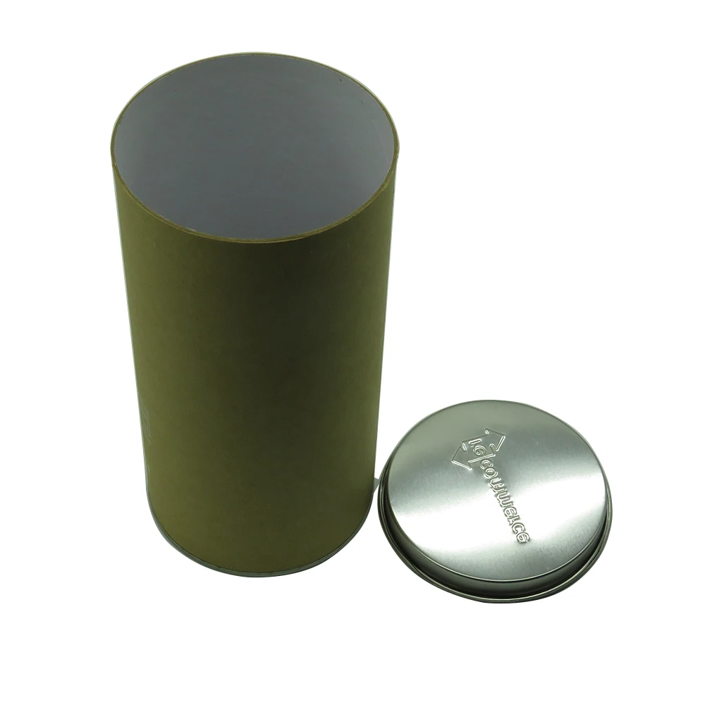 function mobile cellphone packing box metal tin lids ends cap kraft cardboard tube