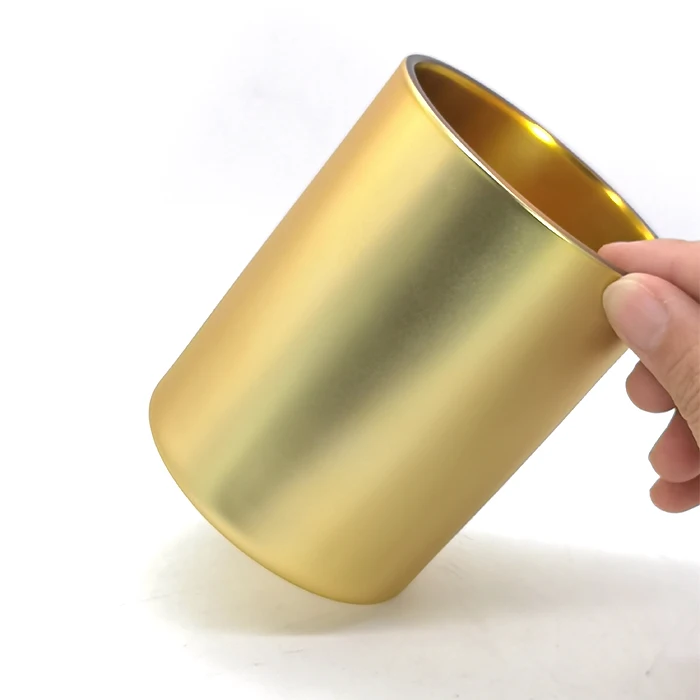 Оптовая продажа, золотые банки для свечей, стеклянная матовая банка, стеклянный контейнер для свечей
