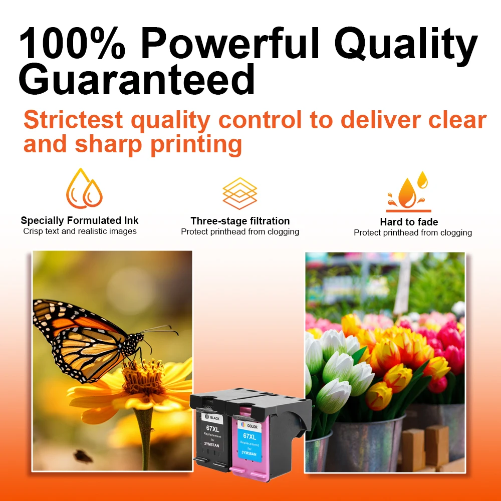 Topjet Remanufactured 67XL Color Ink Cartridge 67 XL  for HP HP67 HP67XL Deskjet 1200 2700 2255 2330 Inkjet Printer